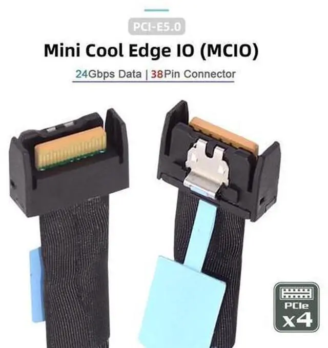 Alt view image 6 of 7 - Vszerda PCI-E 5.0 MCIO Mini Cool Edge IO PCI-E 4i 38Pin Male to MCIO 4i SFF-TA-1016 Extender Cable 50cm/1.6ft