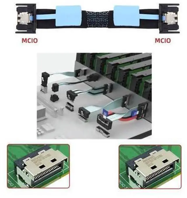 Alt view image 5 of 7 - Vszerda PCI-E 5.0 MCIO Mini Cool Edge IO PCI-E 4i 38Pin Male to MCIO 4i SFF-TA-1016 Extender Cable 50cm/1.6ft