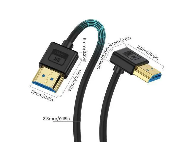 Alt view image 2 of 7 - Vszerda Short HDMI Cable, 8K HDMI Cable 1ft, Ultra Thin Down Angle 90 Degree, Soft & Flexible, Slim & Silicone, 48Gbps & 8K@60Hz Compatible for PS5,Monitor,PC and More