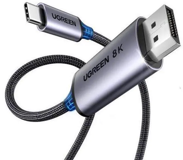 Main image of UGREEN Bidirectional USB C to DisplayPort 1.4 Cable 8K@60Hz 4K@240Hz DisplayPort to USB C Thunderbolt 4 Cord Alu Braided Compatible iPhone 17 Pro Max, Galaxy S25, MacBook Pro/Air, iPad, XPS 17, 6.6FT