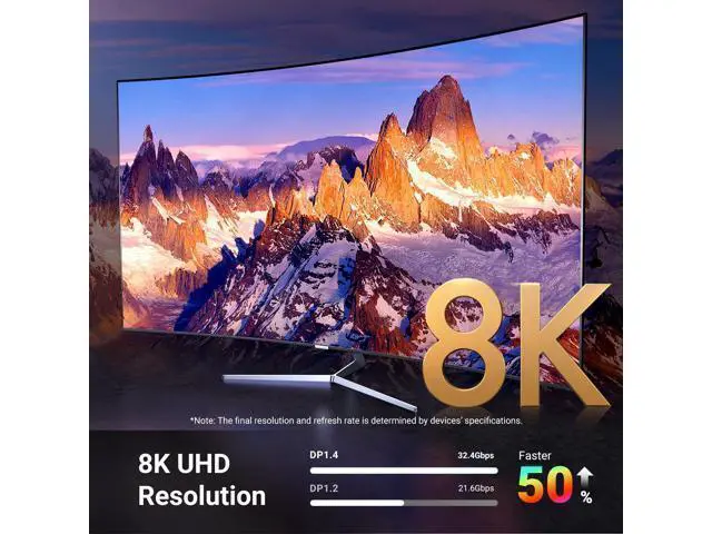 Alt view image 3 of 7 - UGREEN Bidirectional USB C to DisplayPort 1.4 Cable 8K@60Hz 4K@240Hz DisplayPort to USB C Thunderbolt 4 Cord Alu Braided Compatible iPhone 17 Pro Max, Galaxy S25, MacBook Pro/Air, iPad, XPS 17, 6.6FT
