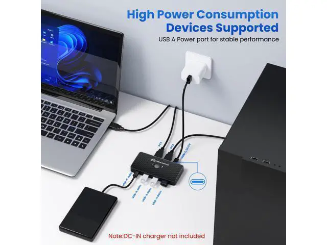 Alt view image 5 of 6 - Vszerda USB 3.0 Switch USB Switch 2 Computers Share 3*USB 3.0 and 1*USB C Peripherals for PC Printer, Scanner Mouse Keyboard USB KVM Switch Compatible with Windows, Mac, Linux