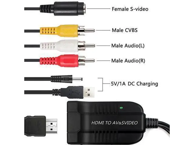 Alt view image 5 of 7 - Vszerda HD 1080p HDMI to Male AV 3RCA S-Video Composite Video Audio Converter Adapter Supporting PAL/NTSC with Micro Cable