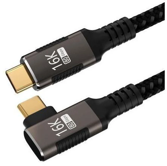 Main image of right angle USB-C Cable 3.3FT Compatible With Thunderbolt 5/4,Type C 240W Fast Charging,USB C 16K@60Hz/8K@120Hz HD Video Output for Display,USB 5/4 90 degree Cable 80Gbps Data Transfer for SSD/Dock.