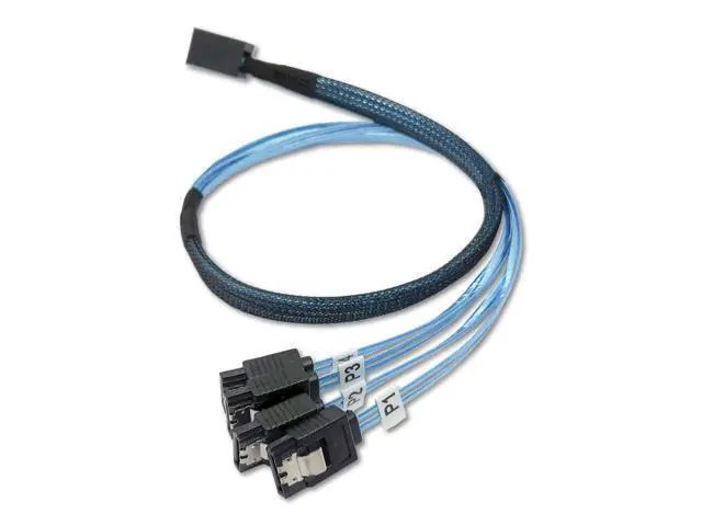 Alt view image 3 of 5 - Vszerda Internal HD Mini SAS Cable SFF-8643 to 4 SATA Digital Black Cord (2 Cables, 0.5 M / 1.6 Feet)