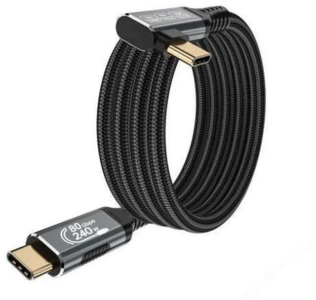Main image of Vszerda 240w 80gbps USB c Cable Compatible with Thunderbolt 5 Cable Right Angle 6.6ft, 90 Degree USB C Cable, 8K/16k 60Hz usbc Monitor Cable for Thunderbolt 4,USB c Video