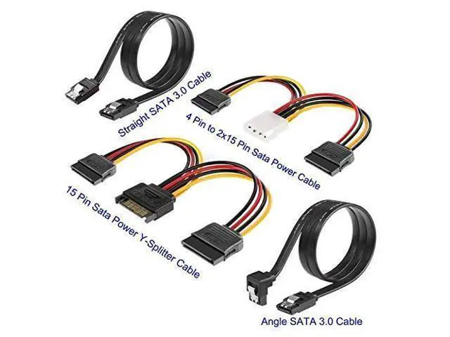 Alt view image 4 of 7 - Vszerda SATA Data Cable & 15 Pin Power Splitter Cable (4 Pack) - 6.0 Gbps High-Speed Data Transfer, Compatible with SATA Hard Drives, SSDs, Optical Drives - All-in-One Storage Expansion Cable Kit
