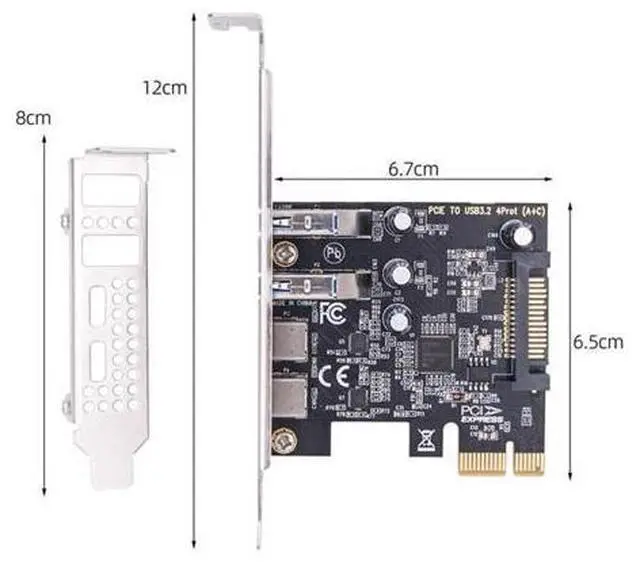 Alt view image 5 of 14 - Vszerda USB3.1 Gen1 5Gbps Dual Type-A & Type-C USB-C Female to PCI-E Card Adapter USB PCI-E Express 1x uPD720201 with Low Profile Bracket