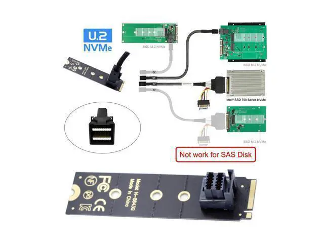Alt view image 5 of 7 - Vszerda M-Key 22x80mm to Vertical SFF-8643 Socket PCI-E U.2 Kit SFF-8639 NVME PCIe4.0 SSD Adapter for SSD750 p3600 p3700 M.2