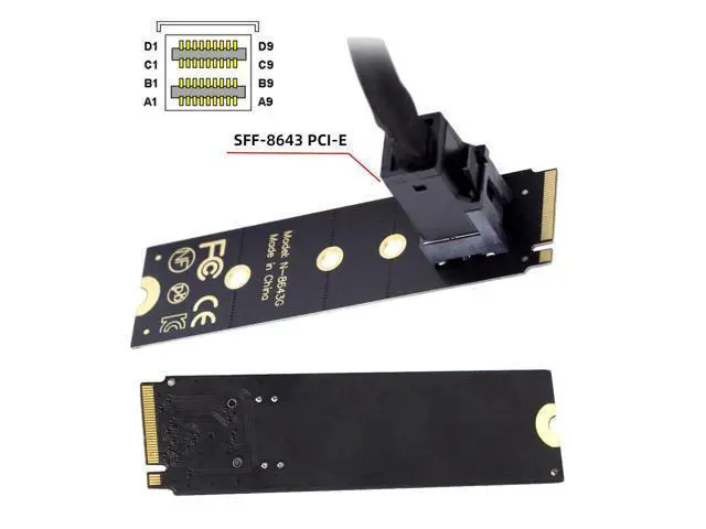 Alt view image 7 of 7 - Vszerda M-Key 22x80mm to Vertical SFF-8643 Socket PCI-E U.2 Kit SFF-8639 NVME PCIe4.0 SSD Adapter for SSD750 p3600 p3700 M.2