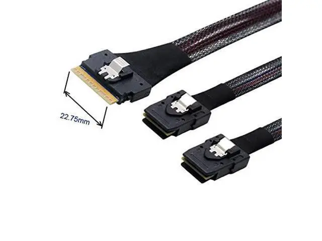Alt view image 3 of 4 - Vszerda PCI-E Ultraport Slimline SAS Slim 4.0 SFF-8654 8i 74pin to Dual SFF-8087 Mini SAS Cable PCI-Express
