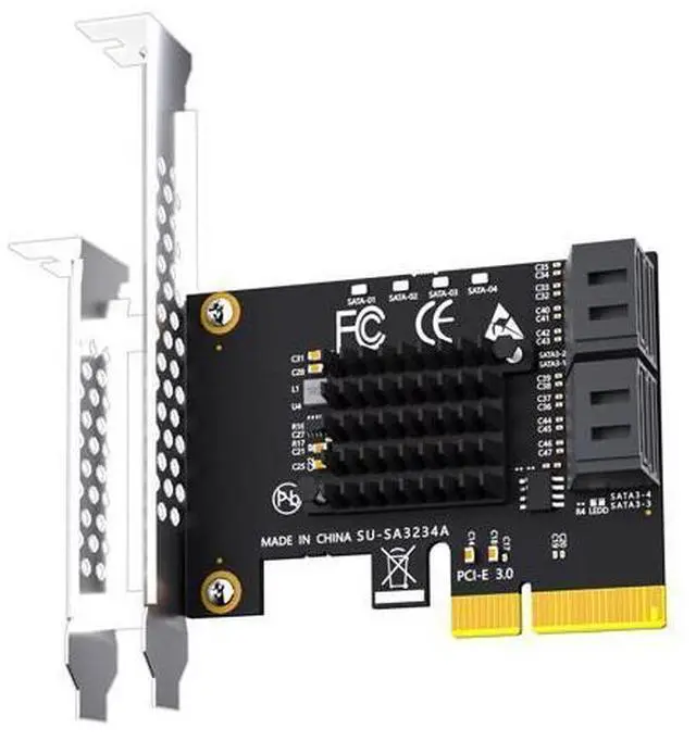 Main image of Vszerda SA3234 4-Port PCIe X4 SATA Expansion Card, Compatible with Windows,Linux,Mac OS,NAS