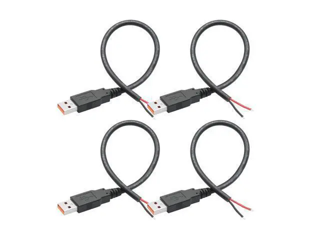 Main image of Vszerda 4Pcs USB A Male to 2 Pin Bare Wire 11inch, 18AWG 5V/6A 2 Pin Pigtail Open End Power Cord, for USB Equipment Installed or Replace Repair DIY Cable