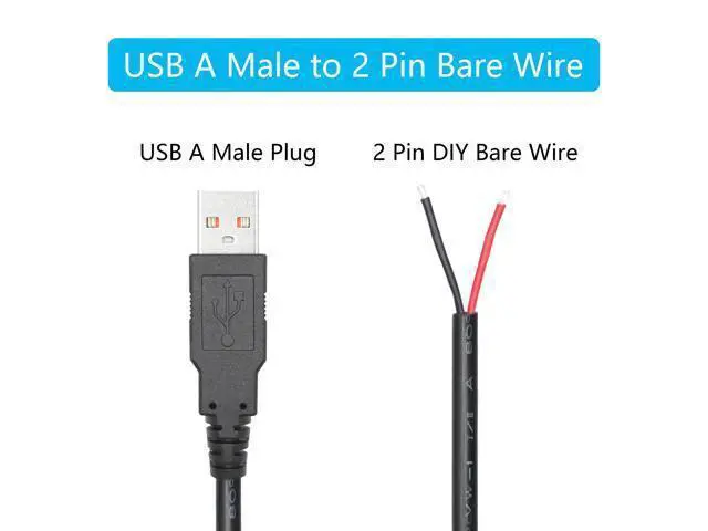 Alt view image 5 of 7 - Vszerda 4Pcs USB A Male to 2 Pin Bare Wire 11inch, 18AWG 5V/6A 2 Pin Pigtail Open End Power Cord, for USB Equipment Installed or Replace Repair DIY Cable