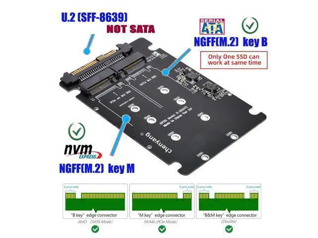 Alt view image 2 of 7 - Vszerda SFF-8639 NVME U.2 to Combo M.2 M-Key SATA PCIe SSD Adapter for Mainboard Compatible with SSD 750 p3600 p3700