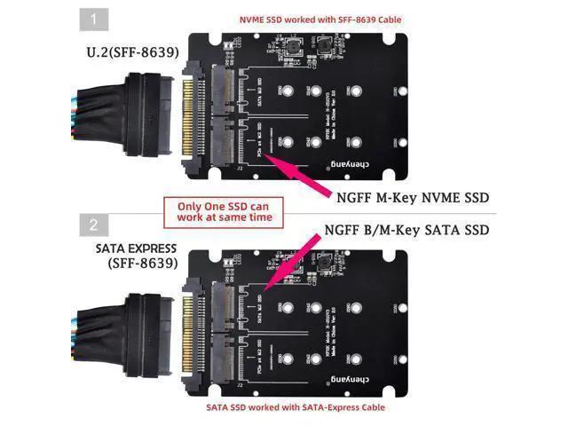 Alt view image 4 of 7 - Vszerda SFF-8639 NVME U.2 to Combo M.2 M-Key SATA PCIe SSD Adapter for Mainboard Compatible with SSD 750 p3600 p3700