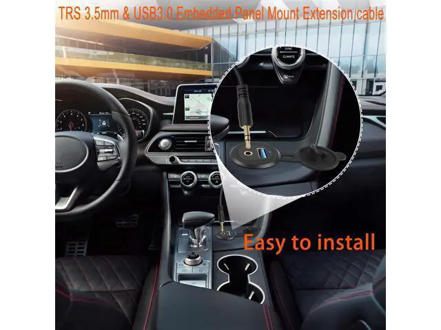 Alt view image 5 of 7 - Vszerda USB3.0 & 3.5mm Audio Threaded Fixed Embedded Car Waterproof Cable 5Gbps TRS 3.5mm & USB3.0 Dashboard Panel Mount Extension Cable, LED Lights, Al Housing, for Car Boat Motorbike,2M/6.5ft