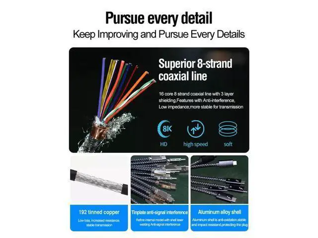 Alt view image 7 of 7 - Vszerda High Speed USB-C 4 Cable Data Transfer Cord Fast Charging Compatible with iPhone 15, MacBook, iPad, Galaxy S23 40Gbps PD 100W Black Wire 1.5 M / 4.9 Feet