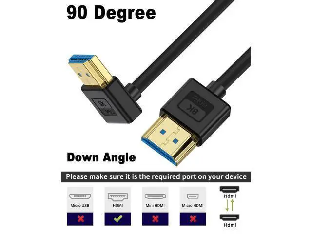 Alt view image 5 of 7 - Vszerda Short HDMI Cable, 8K HDMI Cable 1ft, Ultra Thin Down Angle 90 Degree, Soft & Flexible, Slim & Silicone, 48Gbps & 8K@60Hz Compatible for PS5,Monitor,PC and More