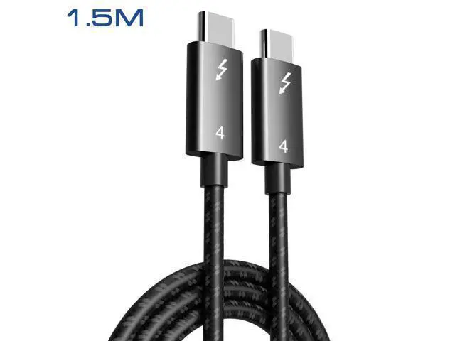Alt view image 2 of 7 - Vszerda High Speed USB-C 4 Cable Data Transfer Cord Fast Charging Compatible with iPhone 15, MacBook, iPad, Galaxy S23 40Gbps PD 100W Black Wire 1.5 M / 4.9 Feet
