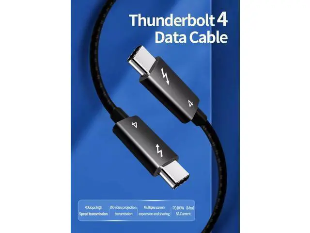 Alt view image 5 of 7 - Vszerda High Speed USB-C 4 Cable Data Transfer Cord Fast Charging Compatible with iPhone 15, MacBook, iPad, Galaxy S23 40Gbps PD 100W Black Wire 1.5 M / 4.9 Feet