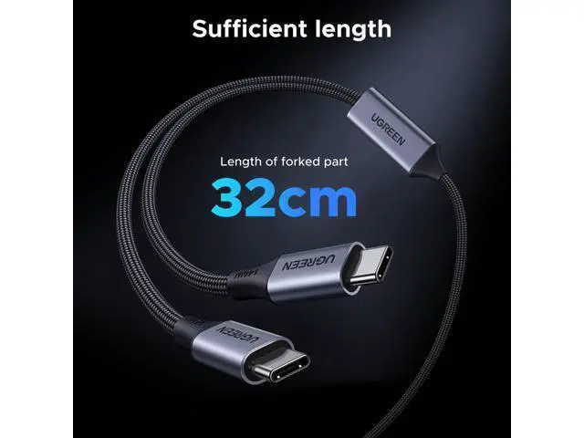 Alt view image 3 of 7 - UGREEN 140W USB C Cable, 5FT 2-in-1 USB C to USB C Cable, Fast Charging for iPhone 17/17 Pro Max/16/15 Series, Galaxy S25/S24/S23 Series, MacBook Air/Pro, iPad Pro/Air, Steam Deck, and More