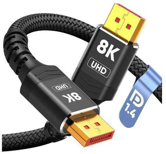 Main image of Vszerda 8K 4K DisplayPort Cable 1.4, 20FT DP Cord ( 8K@60Hz, 4K@144Hz, 2K@240Hz/165Hz), 32.4Gbps High Speed Display Port Cable for Gaming Monitor, HDR/FreeSync/G-Sync, Braided, Black