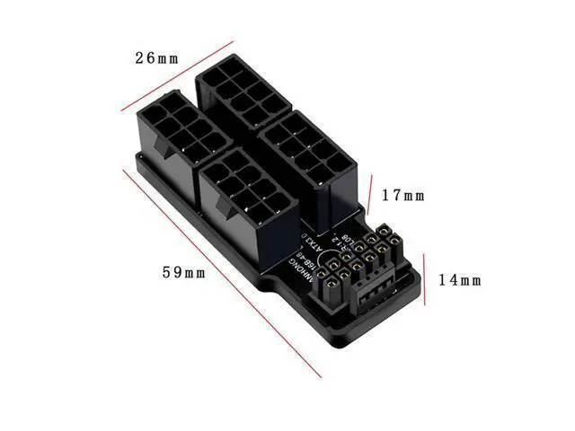 Alt view image 3 of 7 - Vszerda PCIe 5.0 Power Modular Adapter to Four ATX 8Pin 16Pin(12+4) 12VHPWR Connector Up Angled 90 Degree for 4080 5090TI Graphics Card