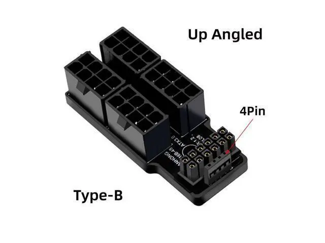 Alt view image 4 of 7 - Vszerda PCIe 5.0 Power Modular Adapter to Four ATX 8Pin 16Pin(12+4) 12VHPWR Connector Up Angled 90 Degree for 4080 5090TI Graphics Card