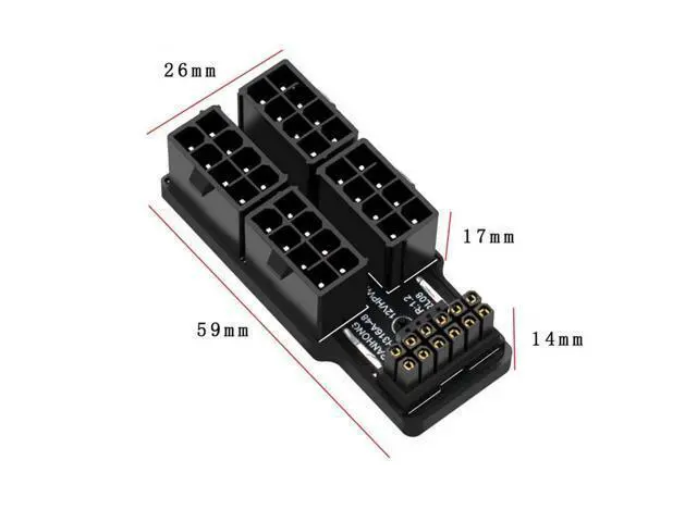 Alt view image 3 of 7 - Vszerda PCIe 5.0 Power Modular Adapter to Four ATX 8P 16Pin(12+4) 12VHPWR Connector Down Angled 90 Degree for 4080 5090TI Graphics Card