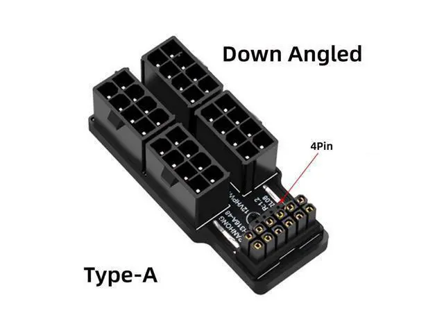 Alt view image 4 of 7 - Vszerda PCIe 5.0 Power Modular Adapter to Four ATX 8P 16Pin(12+4) 12VHPWR Connector Down Angled 90 Degree for 4080 5090TI Graphics Card