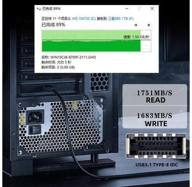 Alt view image 6 of 7 - Vszerda 20Gbps Type-E USB 3.1 Front Panel IDC Socket to NVME NGFF M-Key Express Card Adapter ASM3242 Chipset for Motherboard