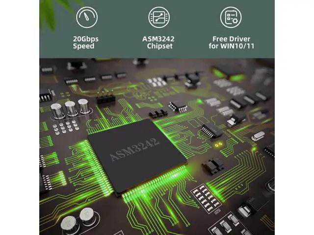 Alt view image 3 of 7 - Vszerda 20Gbps USB 3.2 Gen2 Type-C USB-C Female to PCI-E 4X Express Card Adapter ASM3242 Chipset for Desktop Motherboard