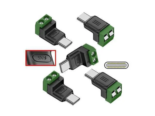 Alt view image 2 of 7 - Vszerda 5pcs/Set 2Pin Terminal Input to Type-C Male Plug Output Connector Fast Charge Adapter DIY OEM Repair Solderless Connector DC 5V USB2.0 Power