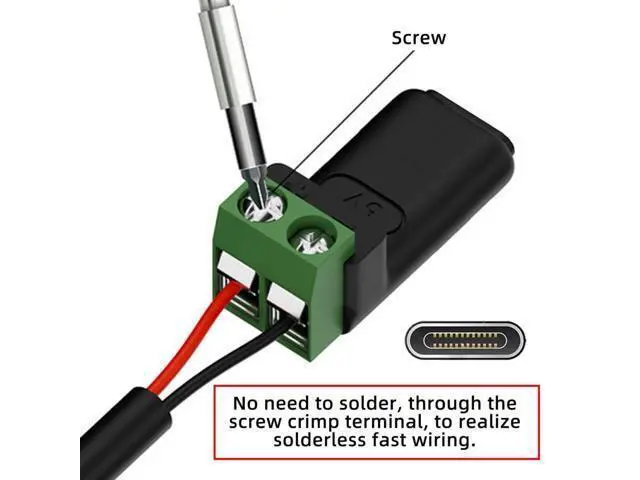 Alt view image 2 of 7 - Vszerda 5pcs/Set Type-C Female Socket OTG to 2Pin Terminal Output Fast Charge Adapter DIY OEM Repair Solderless Connector DC 5V USB2.0 Power