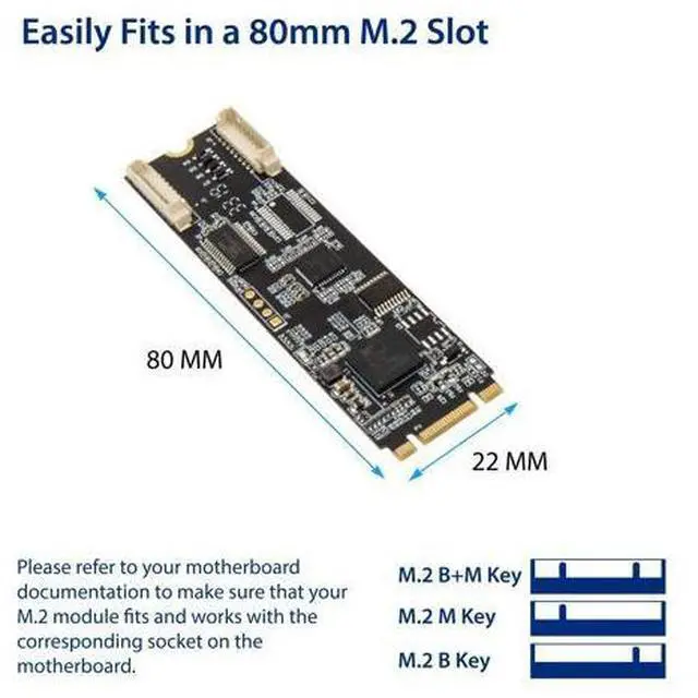 Alt view image 3 of 5 - Vszerda 2 Port RS-232 DB9 Serial M.2 B+M Key Controller Card SI-ADA15070
