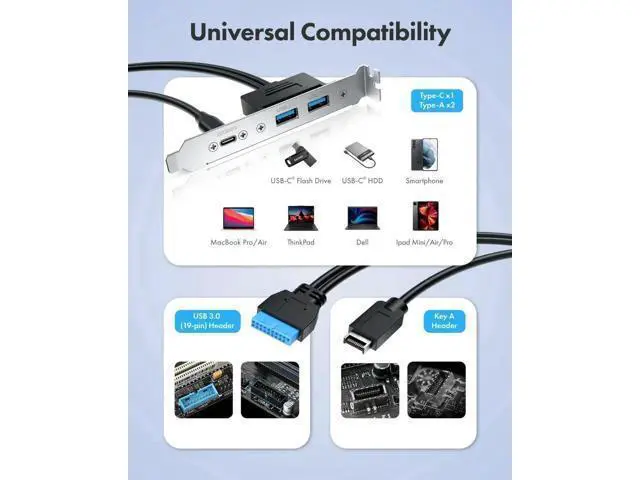 Alt view image 2 of 7 - Vszerda 20Gbps USB3.2 Gen2x2 USB-C Front Panel Adapter, Motherboard Header Extension Cab