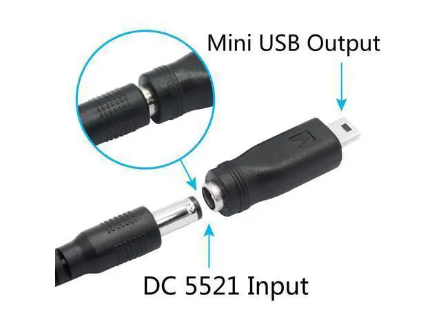Alt view image 3 of 6 - Vszerda DC 5.5mm x 2.1mm to Mini USB Adapter, 5V DC 5521 Female to Mini USB Male Plug Convert Connector Power (4Pcs)