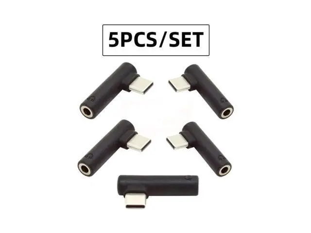 Alt view image 2 of 7 - Vszerda 5pcs/Set Type USB-C 3.1 Male to AUX Audio Female Type-C to 3.5mm Earphone Adapter 90 Degree Angled