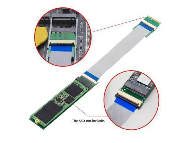 Alt view image 4 of 7 - Vszerda 2230 A+E-Key Male to NVME M-Key Female Extension Flat Slim FPC Cable for Laptop Mainboard SSD 2280