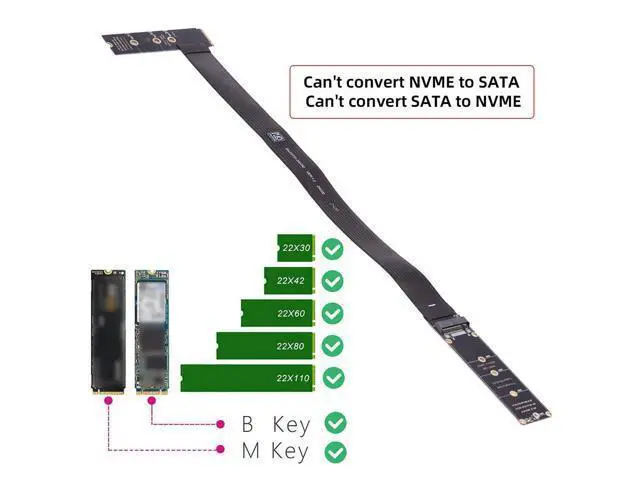 Alt view image 4 of 7 - Vszerda M-Key NVME Male to Female Extension PCI Express Cable 30cm Right Angled Type 90 Degree PCI-E 4.0 for Mainboard SSD 2230/2242/2260/2280