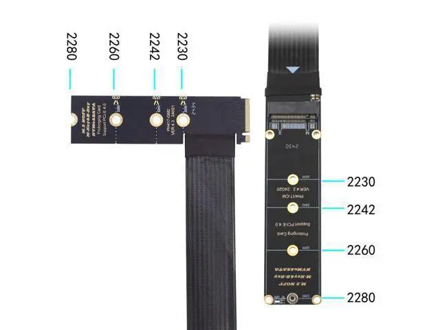 Alt view image 6 of 7 - Vszerda M-Key NVME Male to Female Extension PCI Express Cable 30cm Right Angled Type 90 Degree PCI-E 4.0 for Mainboard SSD 2230/2242/2260/2280