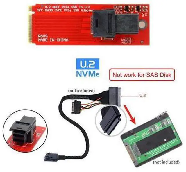 Alt view image 5 of 7 - Vszerda M-Key 22x80mm 2260 to Horizontal SFF-8643 Socket PCI-E U.2 Kit SFF-8639 NVME PCIe4.0 SSD Adapter for SSD750 p3600 p3700 M.2