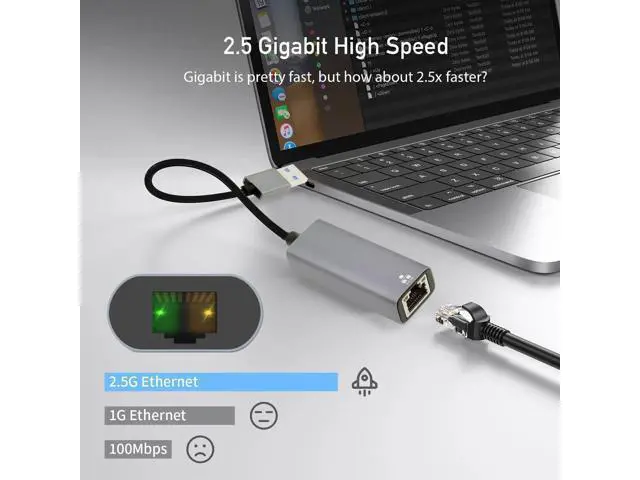 Alt view image 5 of 7 - Vszerda 2.5Gbps 2500Mbps to USB 3.0 Type-A GBE Gigabit 1000Mbps Ethernet Network LAN Cable Adapter for Desktop Motherboard