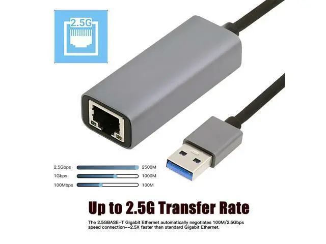 Alt view image 4 of 7 - Vszerda 2.5Gbps 2500Mbps to USB 3.0 Type-A GBE Gigabit 1000Mbps Ethernet Network LAN Cable Adapter for Desktop Motherboard