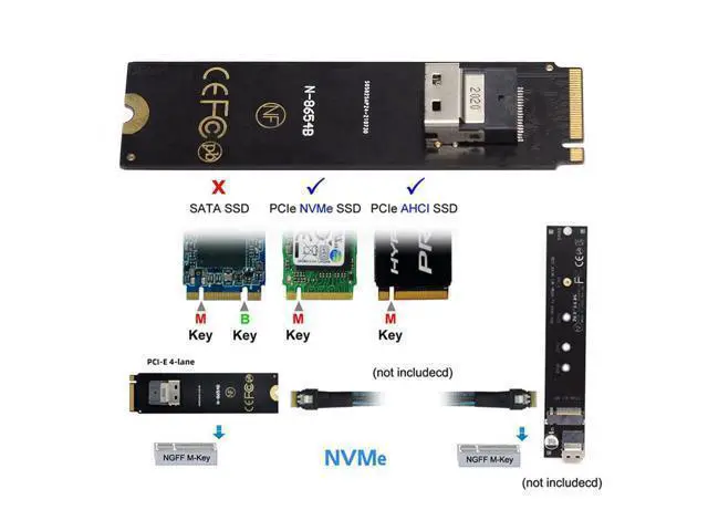 Alt view image 4 of 7 - Vszerda M-Key 22x80mm to SFF-8654 Slimline PCI-E U.2 Kit SFF-8639 NVME PCIe4.0 SSD Adapter for SSD750 p3600 p3700 M.2