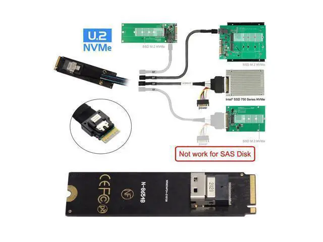 Alt view image 7 of 7 - Vszerda M-Key 22x80mm to SFF-8654 Slimline PCI-E U.2 Kit SFF-8639 NVME PCIe4.0 SSD Adapter for SSD750 p3600 p3700 M.2
