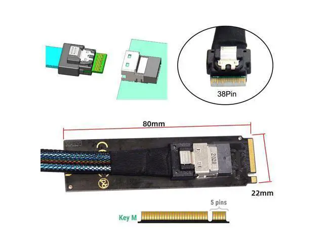 Alt view image 6 of 7 - Vszerda M-Key 22x80mm to SFF-8654 Slimline PCI-E U.2 Kit SFF-8639 NVME PCIe4.0 SSD Adapter for SSD750 p3600 p3700 M.2