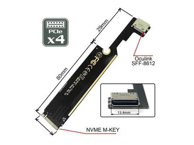 Alt view image 2 of 7 - Vszerda Oculink SFF-8612 SFF-8611 to PCI-E 3.0 M.2 M-Key Host Adapter for ThinkBook 16+ External Graphics Card & SSD