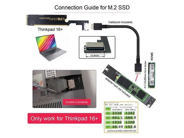 Alt view image 5 of 7 - Vszerda Oculink SFF-8612 SFF-8611 to PCI-E 3.0 M.2 M-Key Host Adapter for ThinkBook 16+ External Graphics Card & SSD